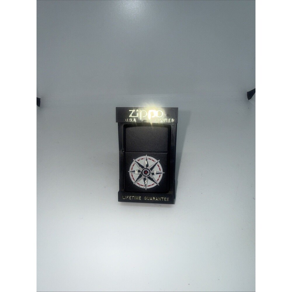 Zippo MARLBORO Compass on Black Matte Windproof Lighter  New
